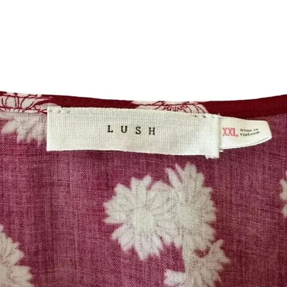 Lush Ranya Faux Unlined Floral Burgundy Berry Cream White Wrap Cropped XXL #1896 - Picture 5 of 13